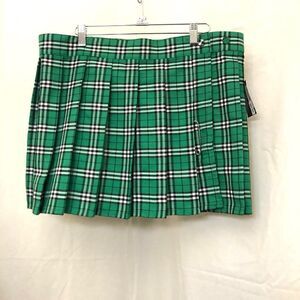 Spirit Halloween green plaid mini skirt size L/XL